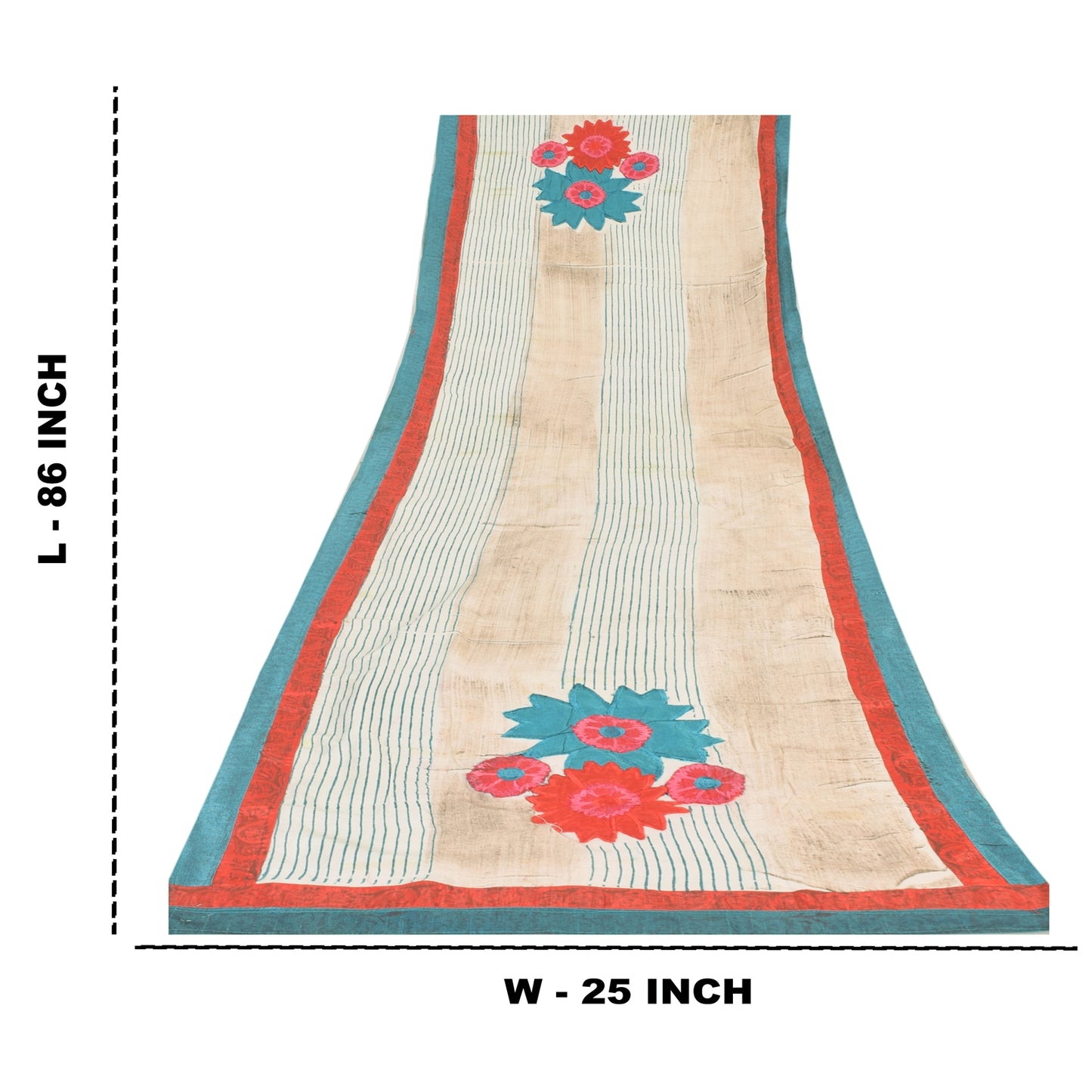 Sanskriti Vintage Ivory Dupatta Long Stole Art Silk Embroidered Printed Scarves