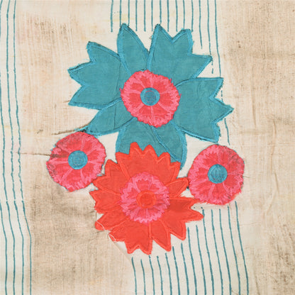 Sanskriti Vintage Ivory Dupatta Long Stole Art Silk Embroidered Printed Scarves