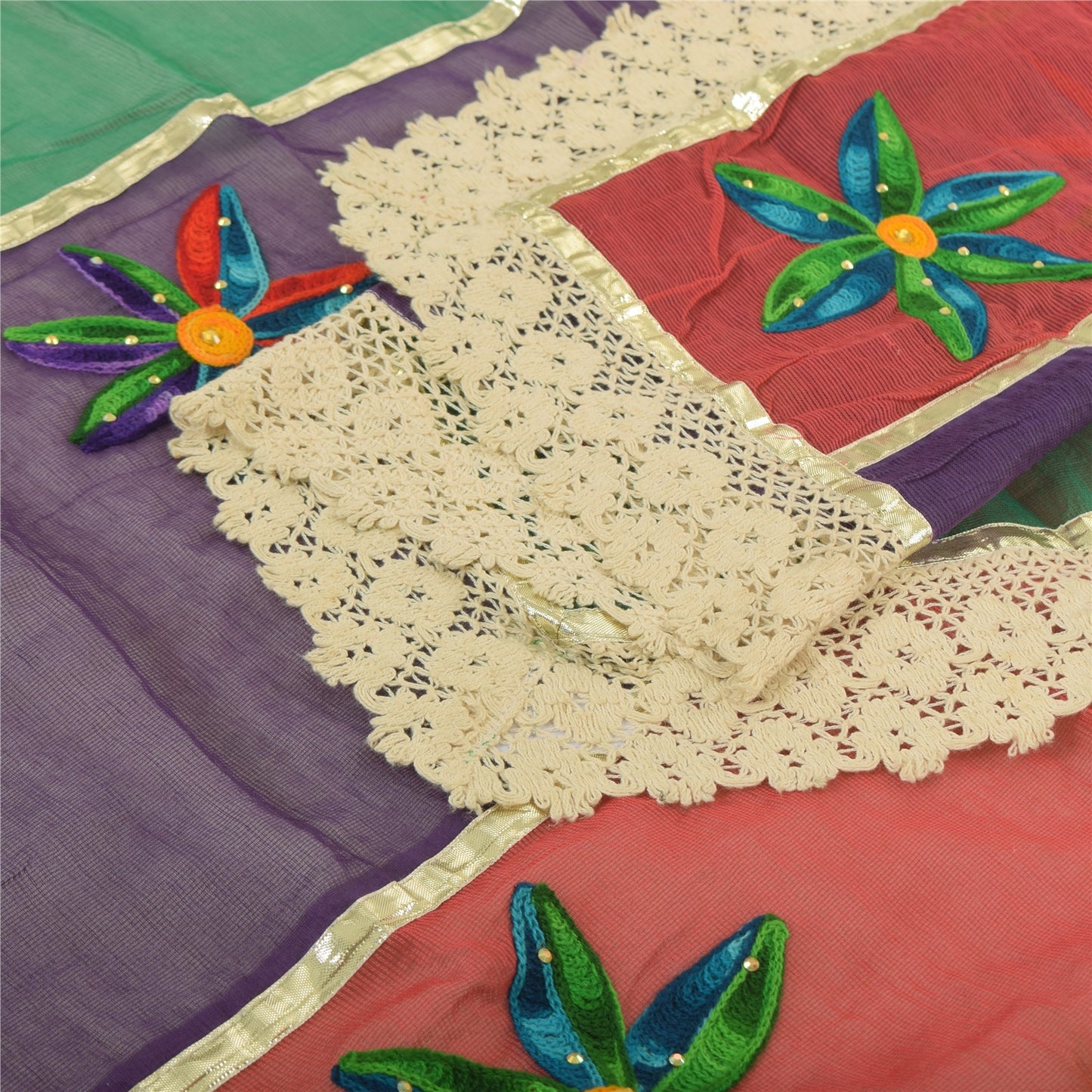 Sanskriti Vintage Dupatta Long Stole Pure Cotton Hand Beaded Premium Wrap Hijab