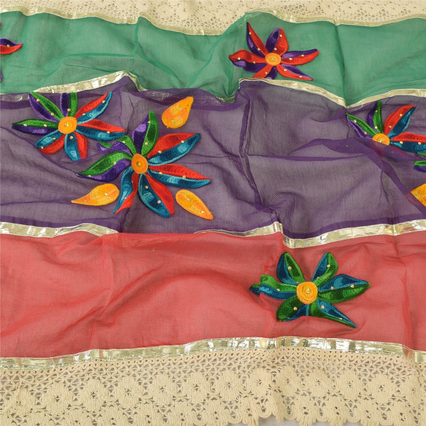 Sanskriti Vintage Dupatta Long Stole Pure Cotton Hand Beaded Premium Wrap Hijab