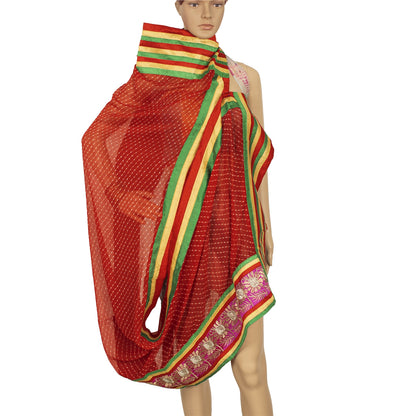 Sanskriti Vintage Dupatta Long Stole Chiffon Printed Pasapalli Leheria Scarves
