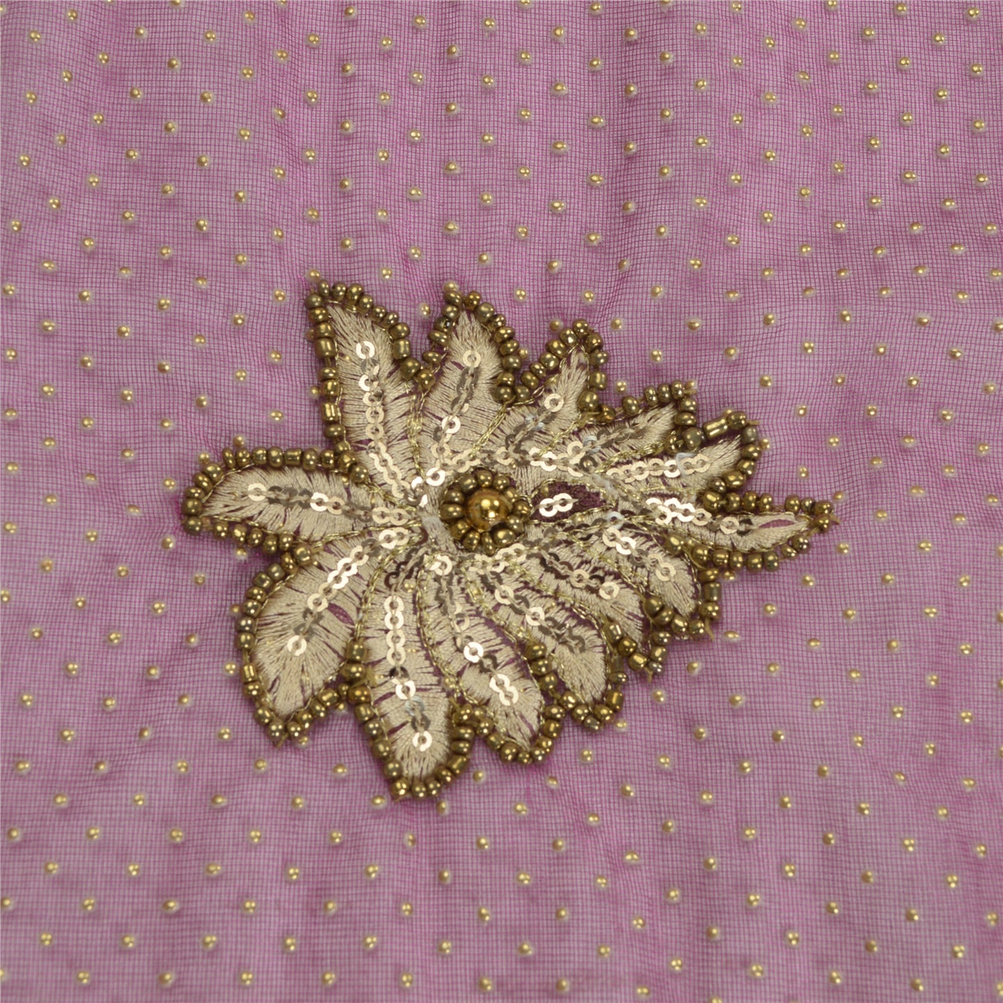 Sanskriti Vintage Pink Dupatta Long Stole Net Mesh Hand Beaded Mukeish Work Veil
