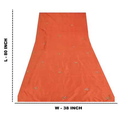 Sanskriti Vintage Orange Dupatta Long Stole Pure Silk Hand Beaded Premium Hijab