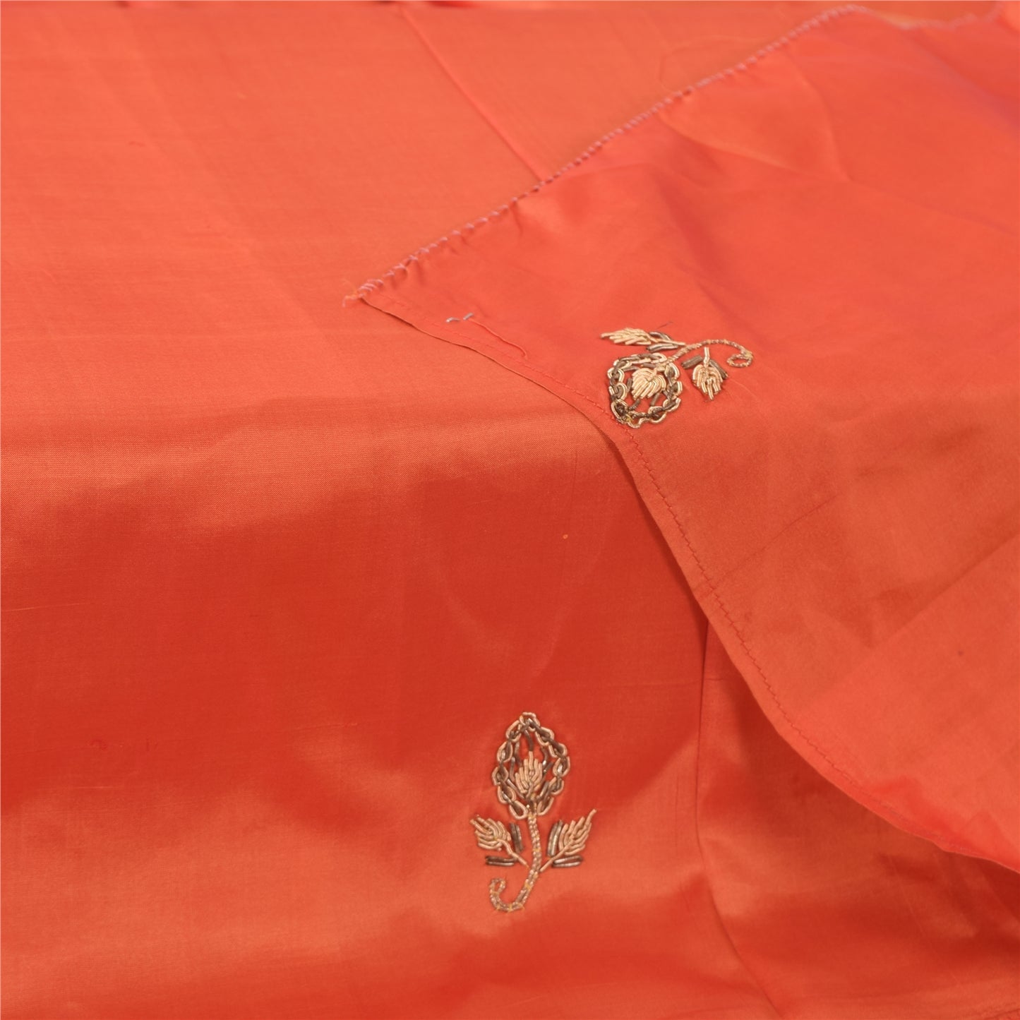 Sanskriti Vintage Orange Dupatta Long Stole Pure Silk Hand Beaded Premium Hijab