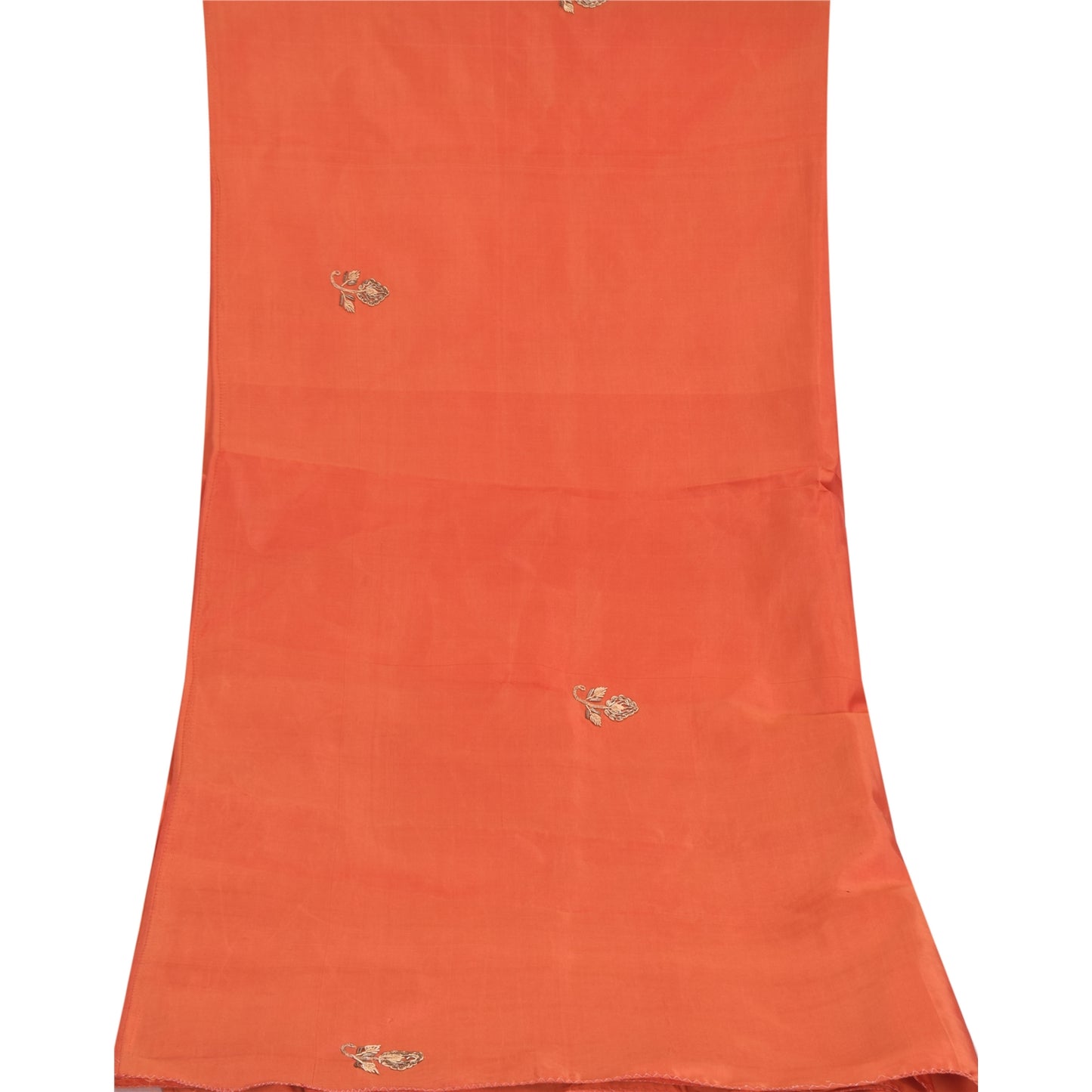 Sanskriti Vintage Orange Dupatta Long Stole Pure Silk Hand Beaded Premium Hijab