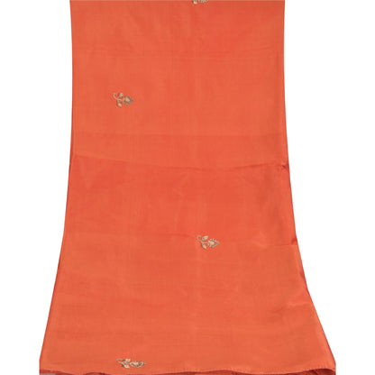 Sanskriti Vintage Orange Dupatta Long Stole Pure Silk Hand Beaded Premium Hijab