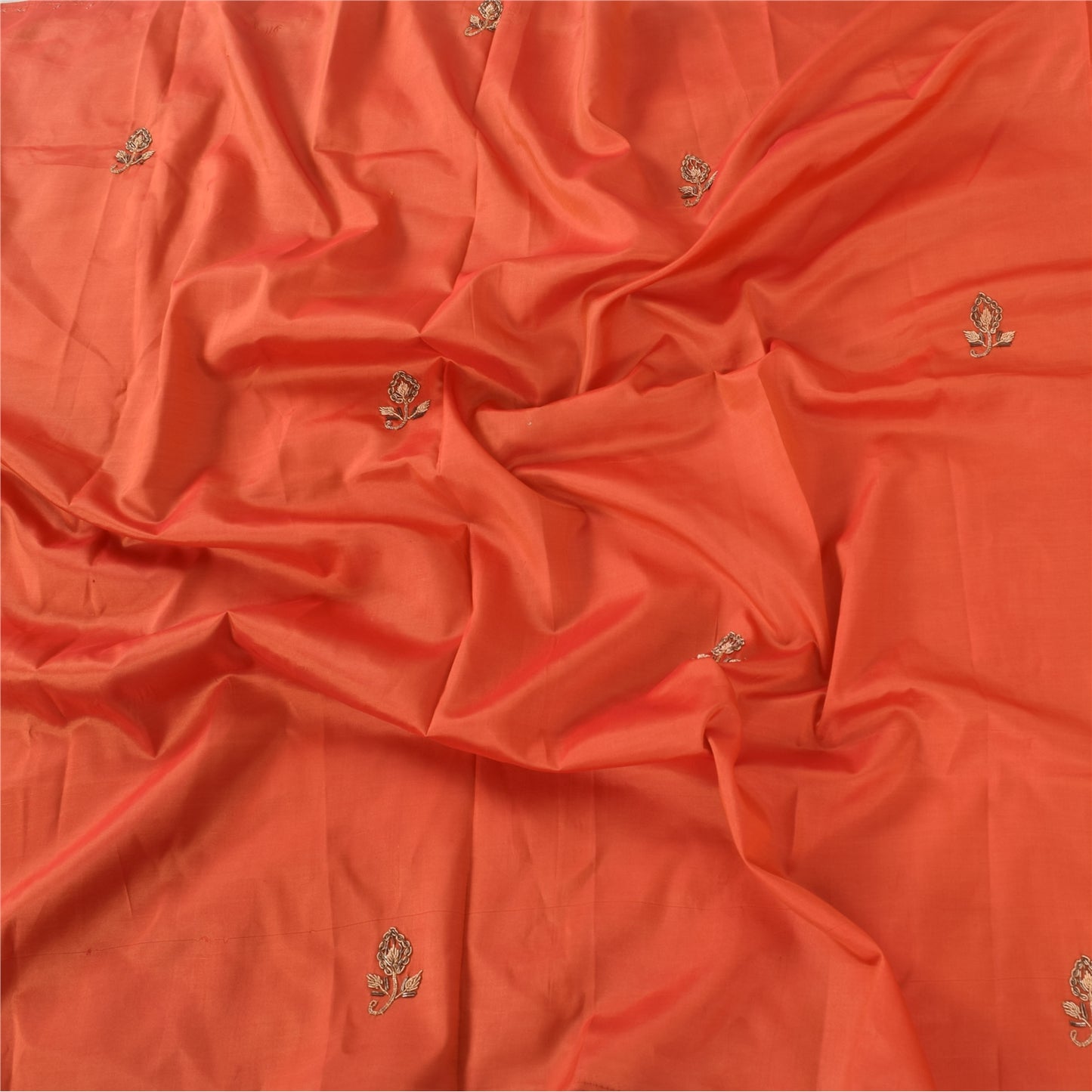 Sanskriti Vintage Orange Dupatta Long Stole Pure Silk Hand Beaded Premium Hijab