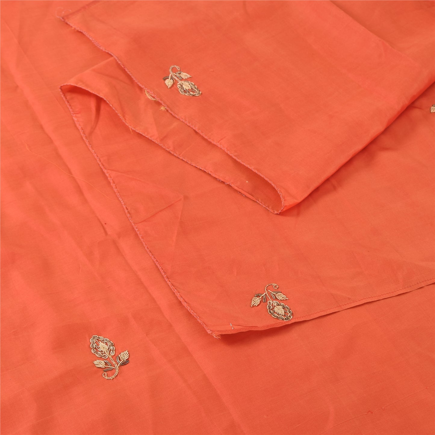 Sanskriti Vintage Orange Dupatta Long Stole Pure Silk Hand Beaded Premium Hijab