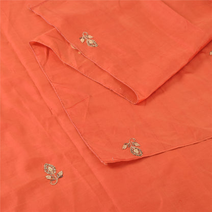 Sanskriti Vintage Orange Dupatta Long Stole Pure Silk Hand Beaded Premium Hijab