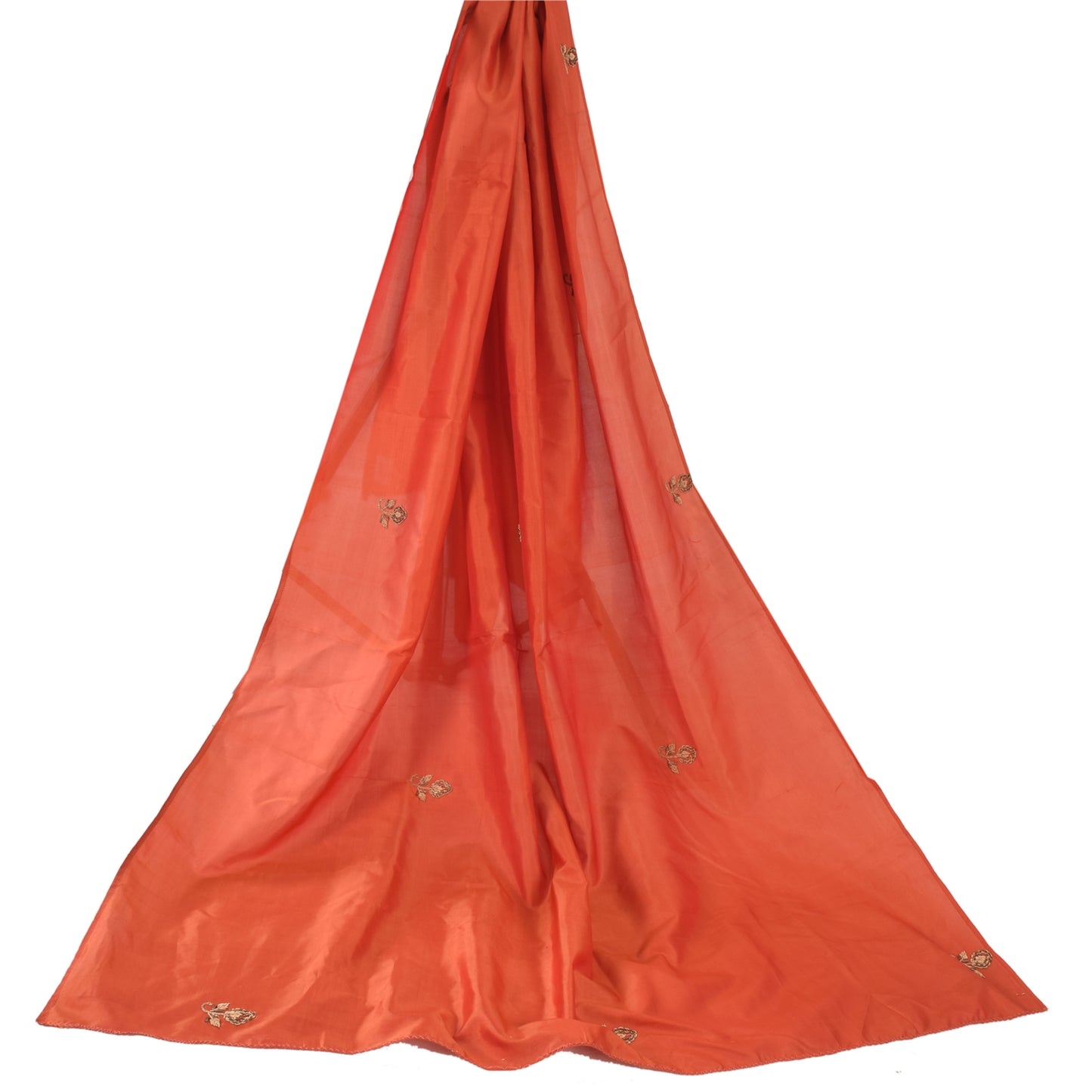Sanskriti Vintage Orange Dupatta Long Stole Pure Silk Hand Beaded Premium Hijab