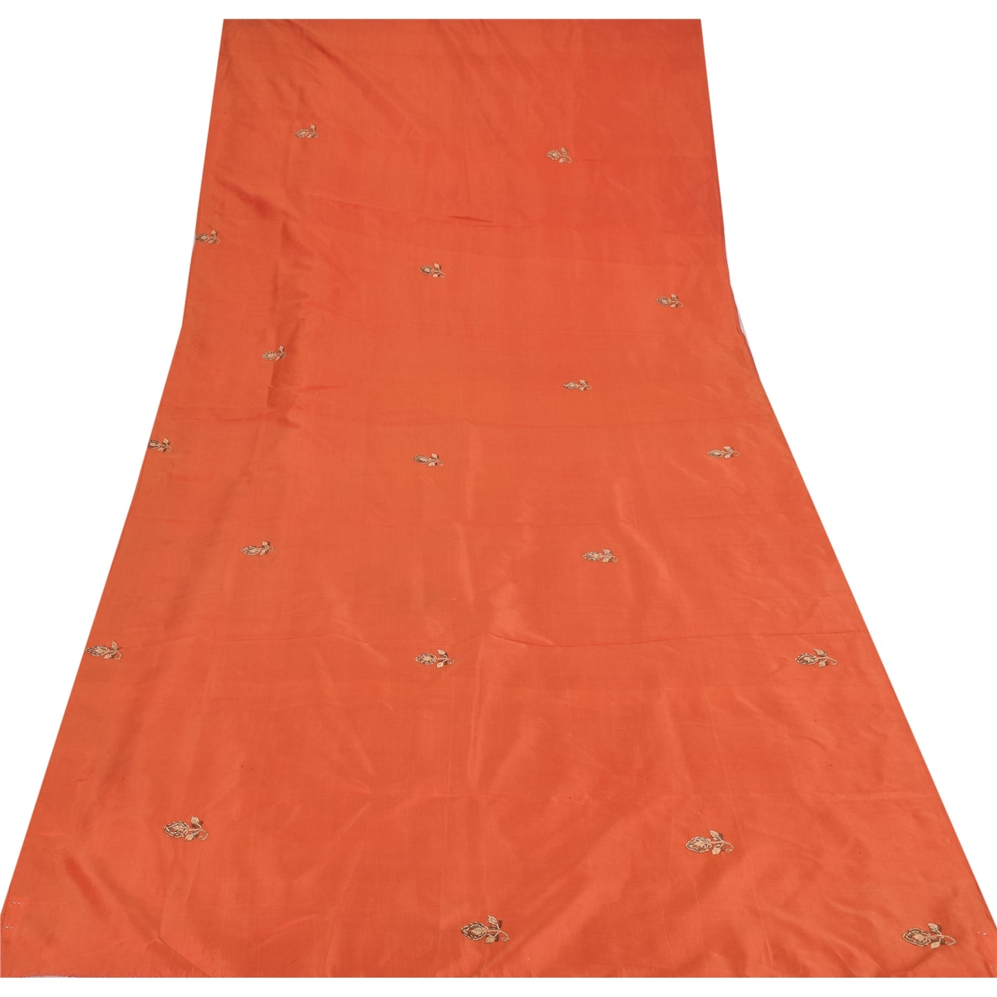 Sanskriti Vintage Orange Dupatta Long Stole Pure Silk Hand Beaded Premium Hijab