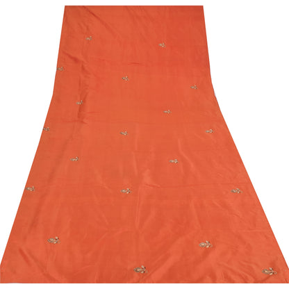 Sanskriti Vintage Orange Dupatta Long Stole Pure Silk Hand Beaded Premium Hijab