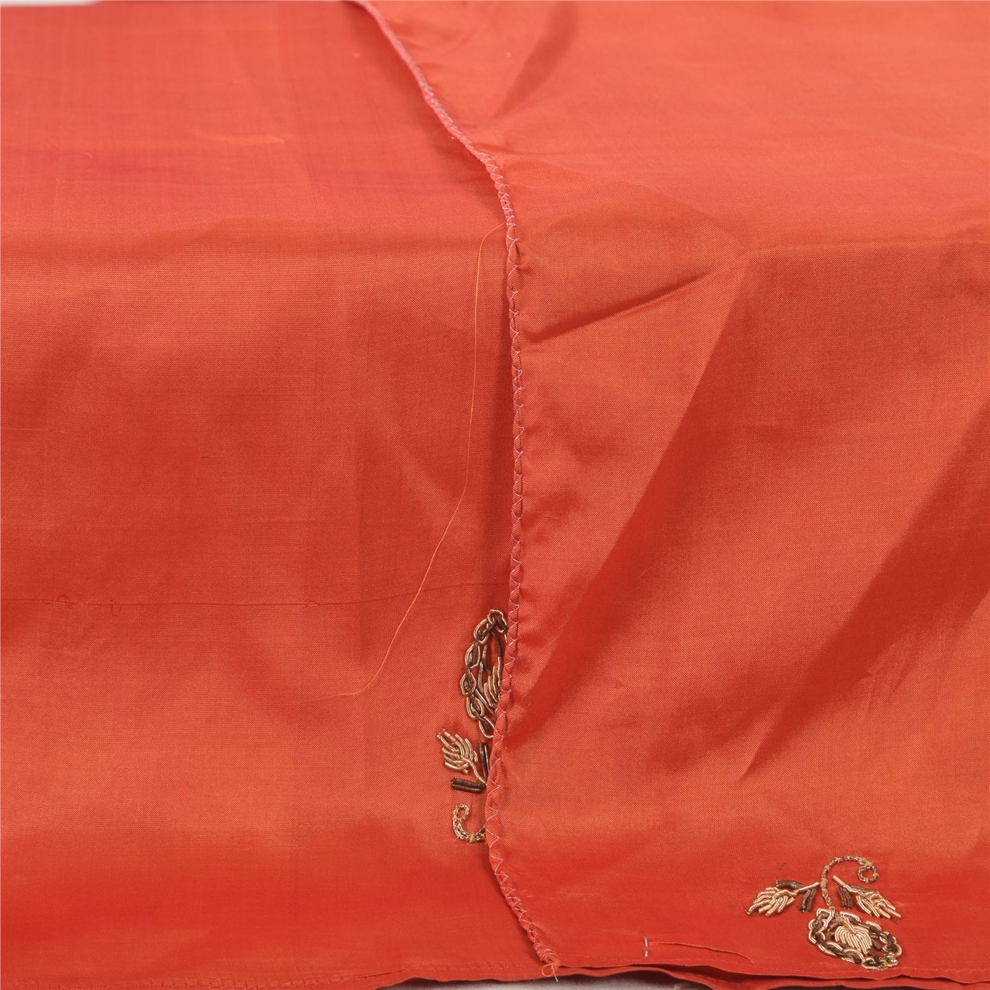 Sanskriti Vintage Orange Dupatta Long Stole Pure Silk Hand Beaded Premium Hijab