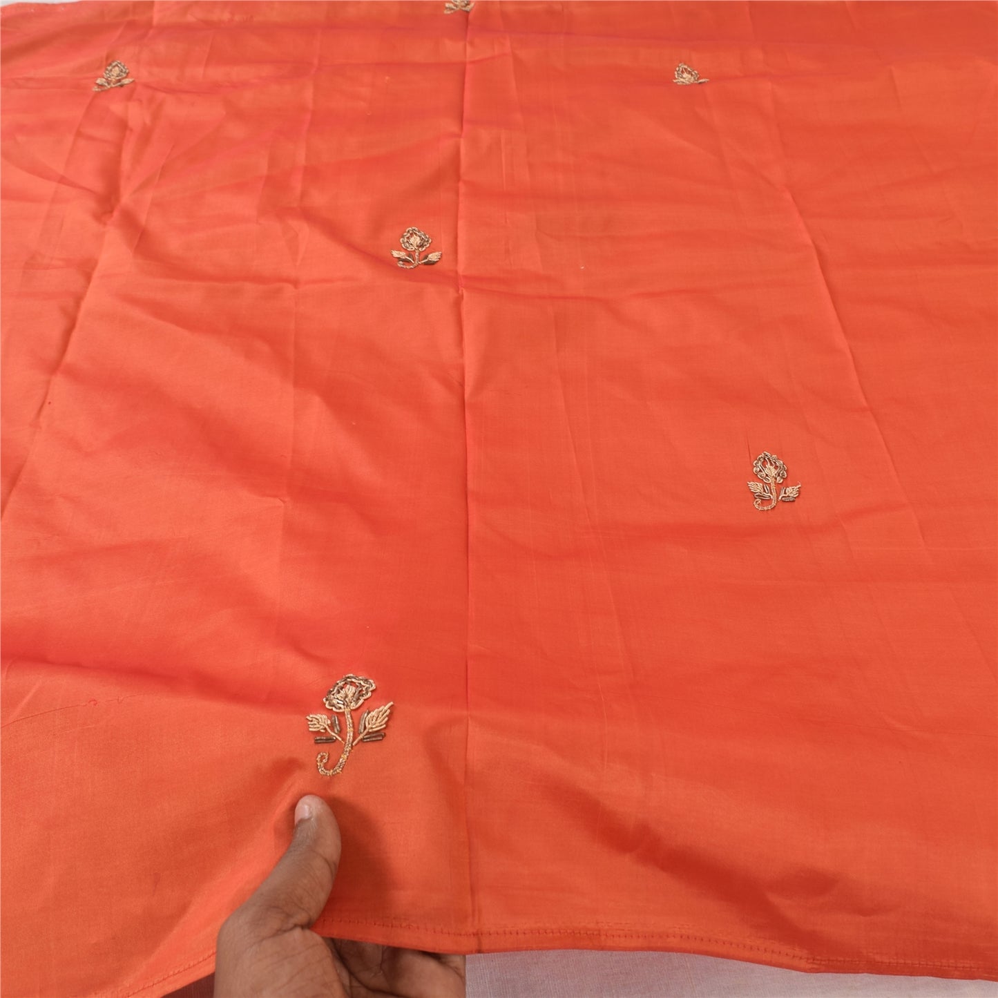 Sanskriti Vintage Orange Dupatta Long Stole Pure Silk Hand Beaded Premium Hijab