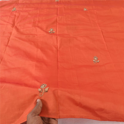 Sanskriti Vintage Orange Dupatta Long Stole Pure Silk Hand Beaded Premium Hijab
