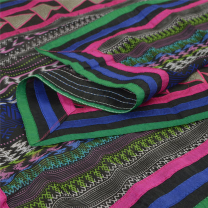 Sanskriti Vintage Dupatta Long Stole Georgette Black Embroidered Neck Scarves