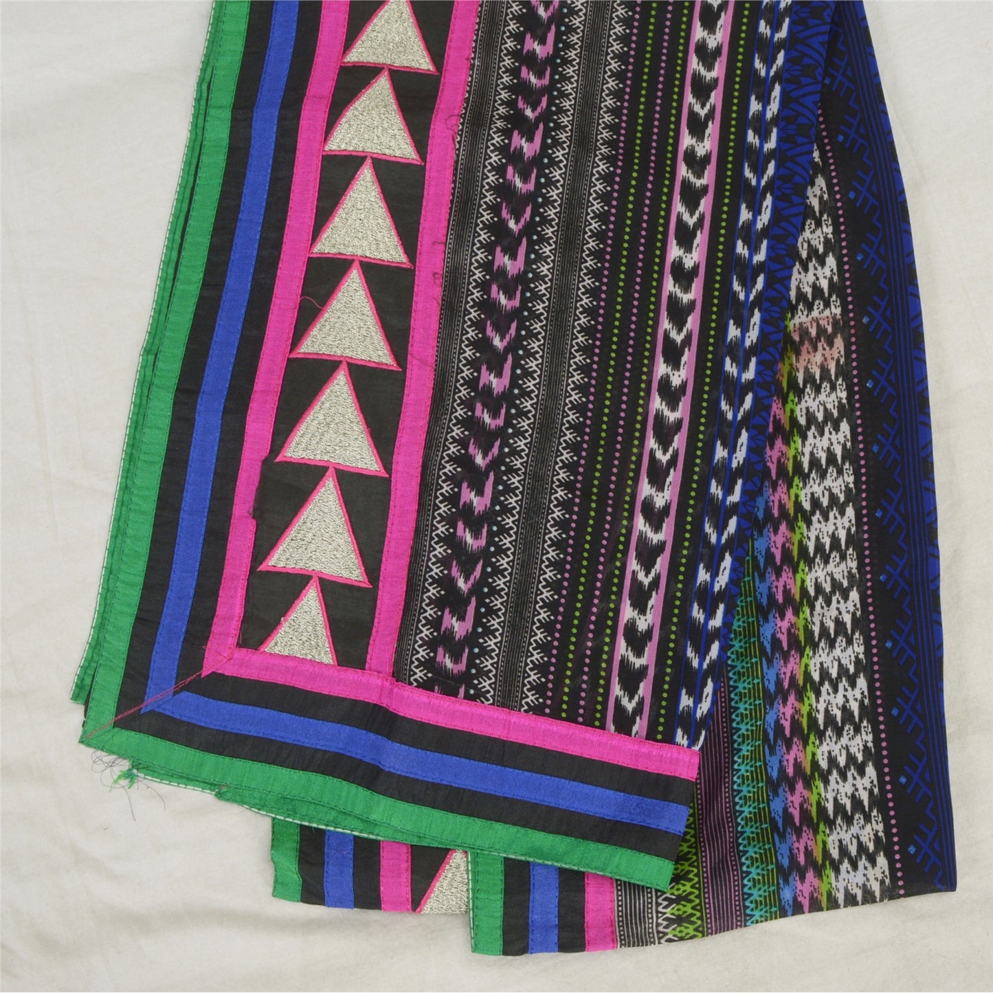 Sanskriti Vintage Dupatta Long Stole Georgette Black Embroidered Neck Scarves