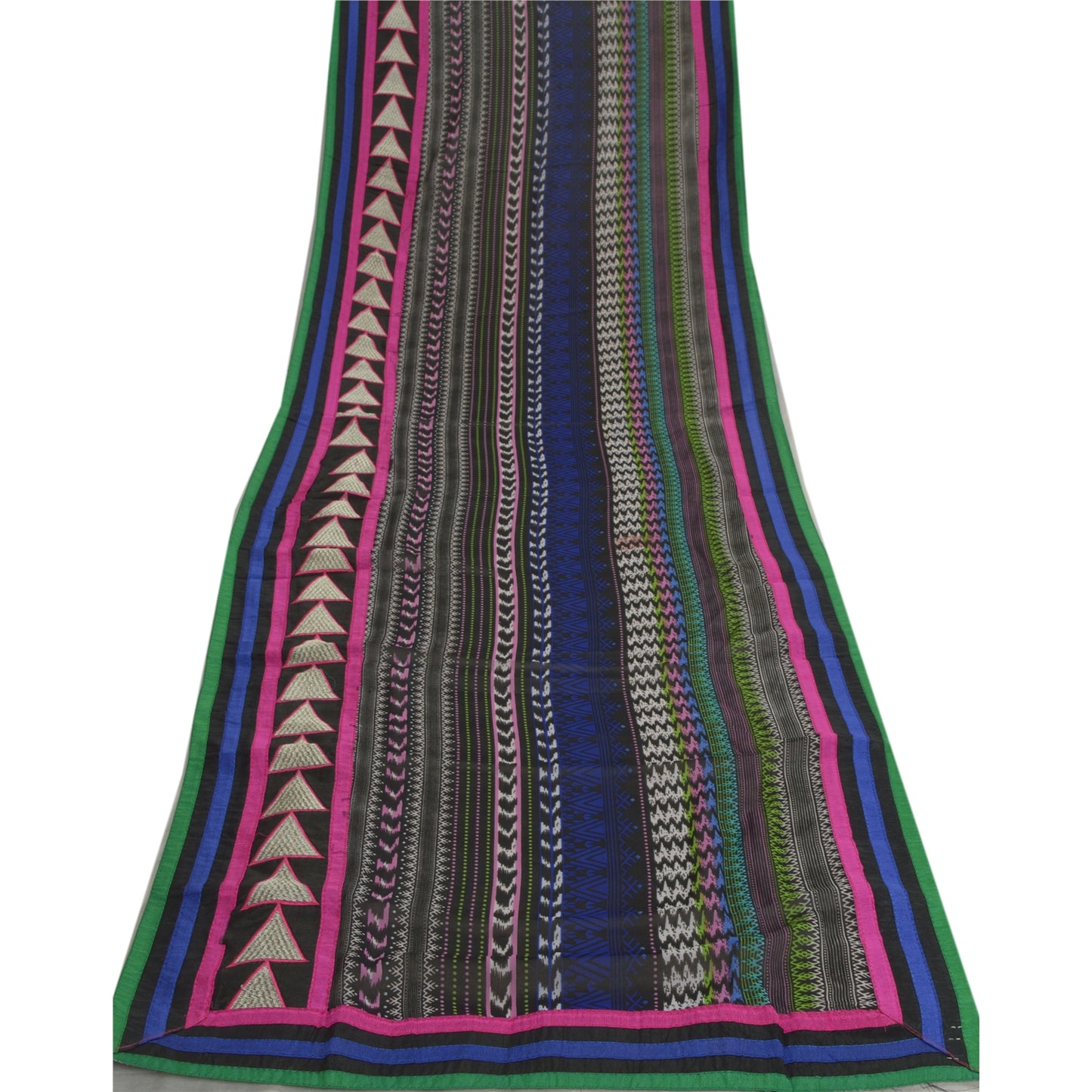 Sanskriti Vintage Dupatta Long Stole Georgette Black Embroidered Neck Scarves