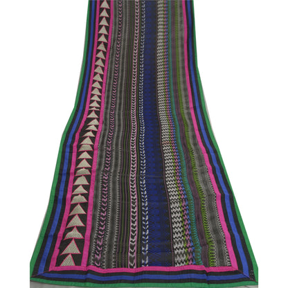Sanskriti Vintage Dupatta Long Stole Georgette Black Embroidered Neck Scarves
