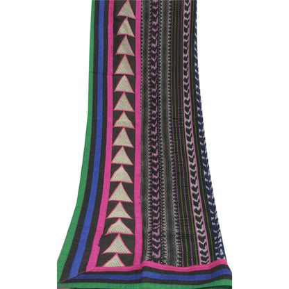 Sanskriti Vintage Dupatta Long Stole Georgette Black Embroidered Neck Scarves