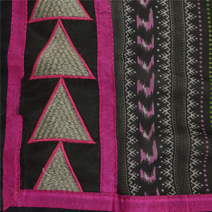 Sanskriti Vintage Dupatta Long Stole Georgette Black Embroidered Neck Scarves