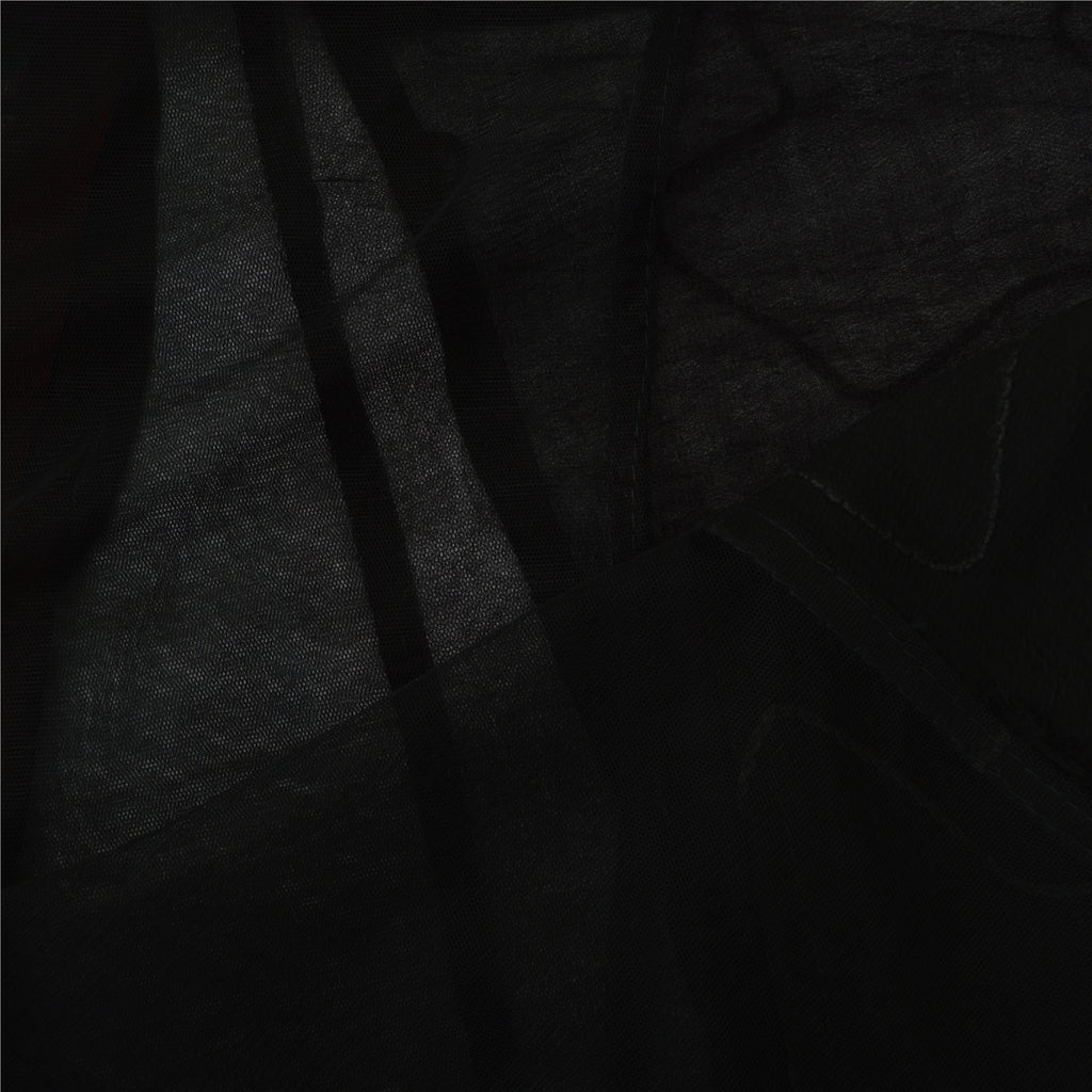 Sanskriti Vintage Dupatta Long Scarf Net Black Hijab Hand Embroidered Sequins Patch Veil Bohemian Fabric Dressmaking, Craft Supplies