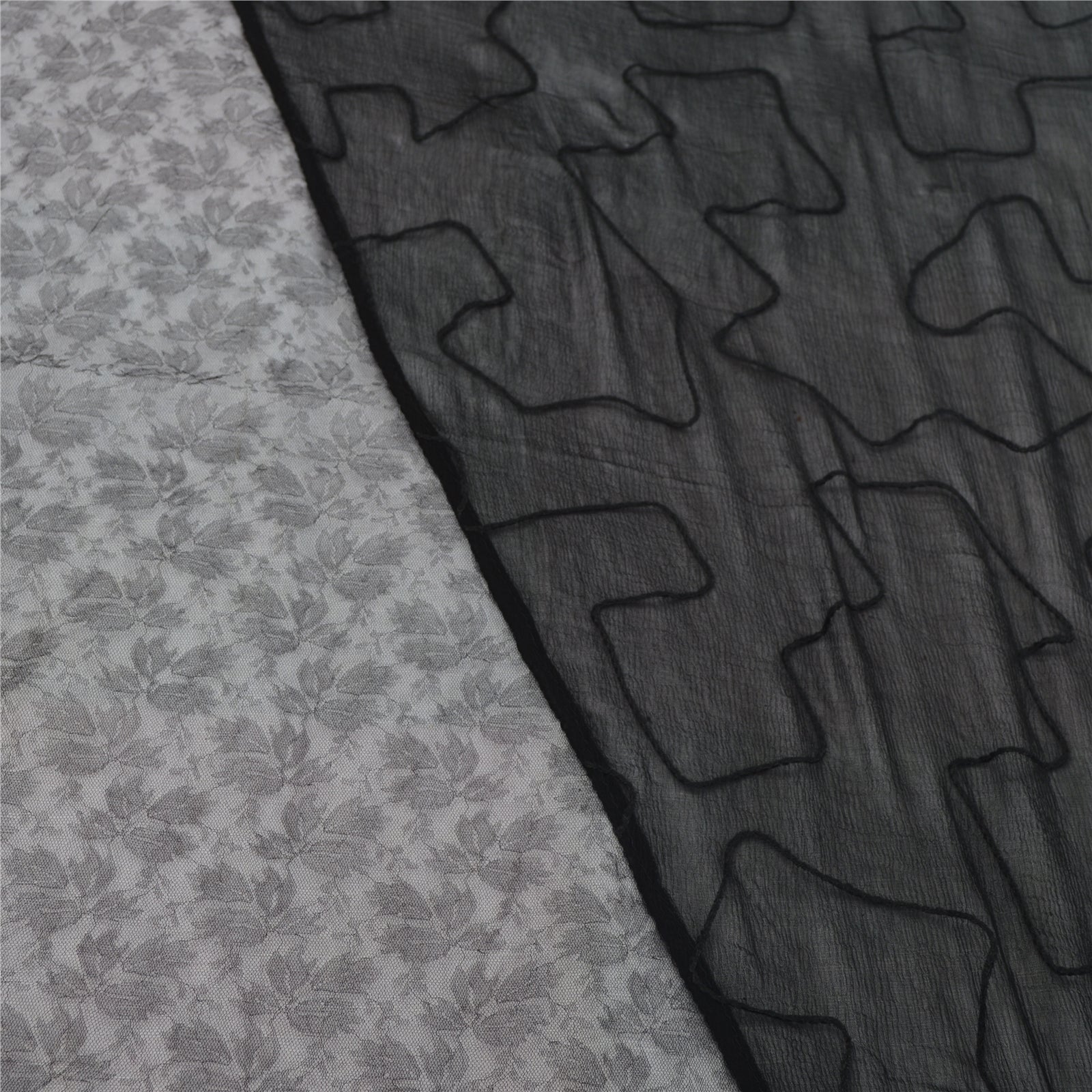 Sanskriti Vintage Dupatta Long Scarf Net Black Hijab Hand Embroidered Sequins Patch Veil Bohemian Fabric Dressmaking, Craft Supplies