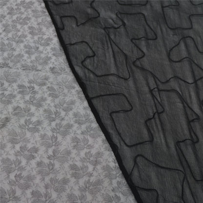 Sanskriti Vintage Dupatta Long Stole Net Mesh Black Hijab Hand Embroidered Veil