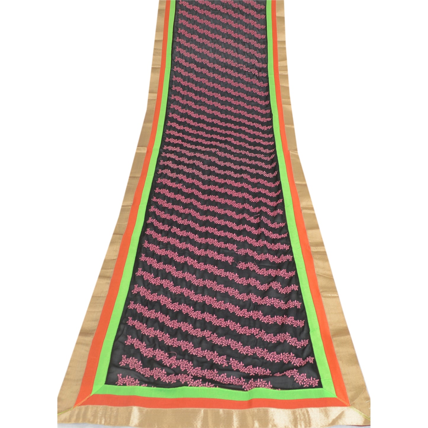 Sanskriti Vintage Black Dupatta Long Pure Georgette Silk Embroidered Wrap Veil Design- Dresses, Kaftans, Skirts, or Blouses