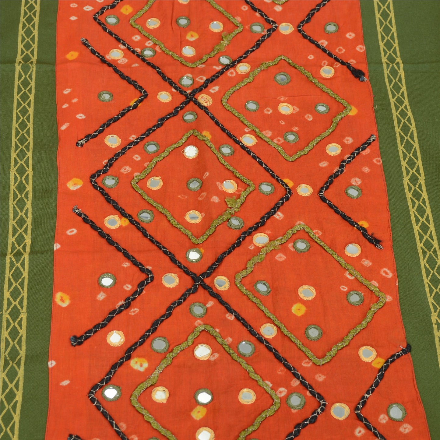 Sanskriti Vintage Indian Dupatta Long Stole Art Silk Hand Beaded Printed Scarves