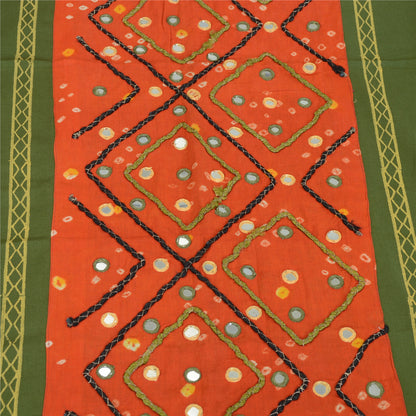 Sanskriti Vintage Indian Dupatta Long Stole Art Silk Hand Beaded Printed Scarves