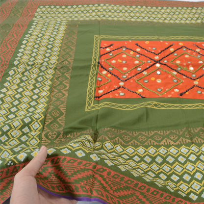 Sanskriti Vintage Indian Dupatta Long Stole Art Silk Hand Beaded Printed Scarves