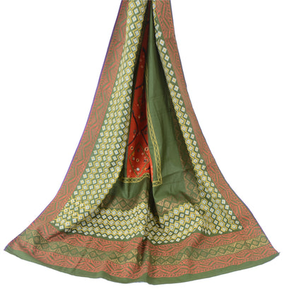 Sanskriti Vintage Indian Dupatta Long Stole Art Silk Hand Beaded Printed Scarves