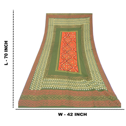 Sanskriti Vintage Indian Dupatta Long Stole Art Silk Hand Beaded Printed Scarves