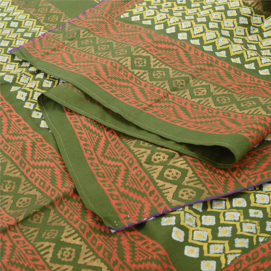 Sanskriti Vintage Indian Dupatta Long Stole Art Silk Hand Beaded Printed Scarves