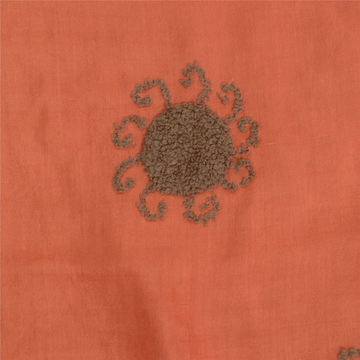 Sanskriti Vintage Dupatta Long Cotton Silk Orange & Brown Hand Embroidered Veil Design- Dresses, Kaftans, Skirts, or Blouses
