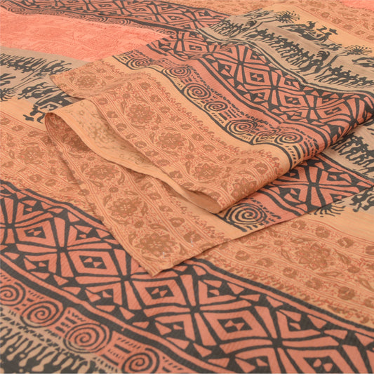 Sanskriti Vintage Multi Dupatta Long Stole Pure Cotton Hand-Block Painted Veil