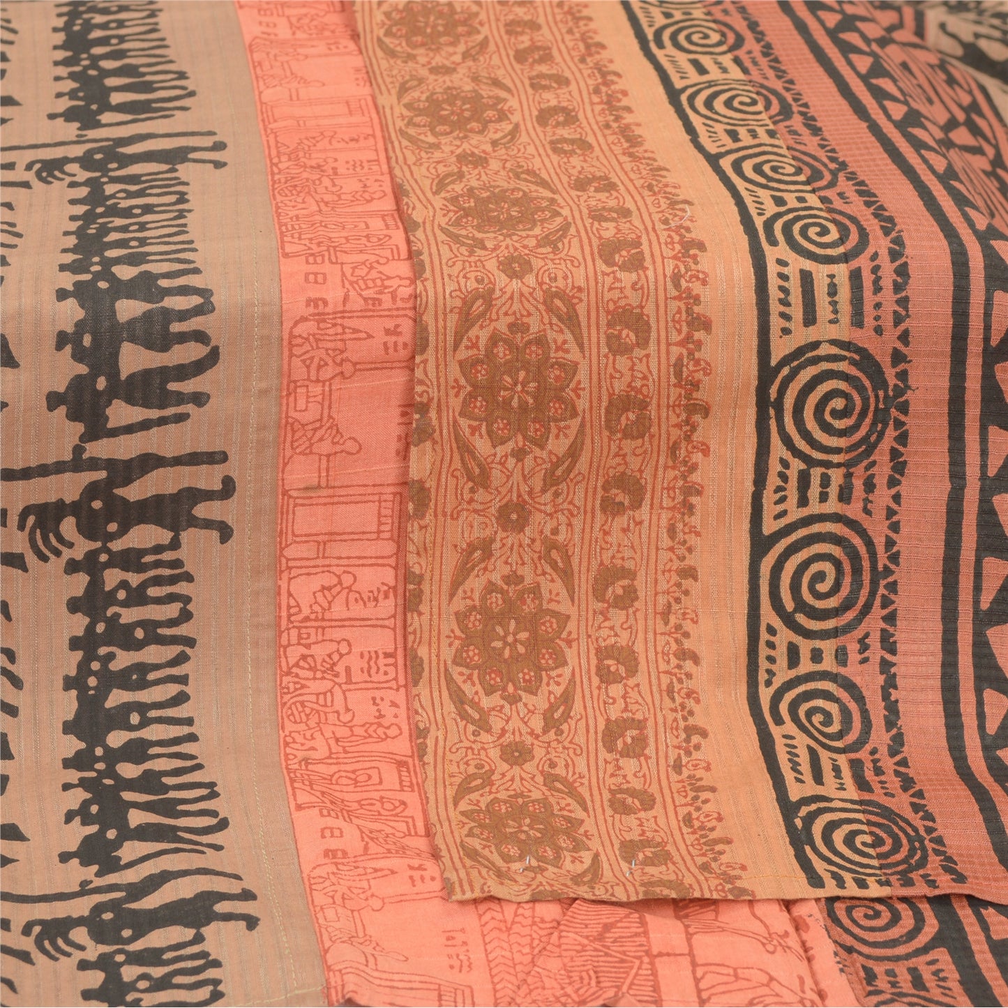 Sanskriti Vintage Multi Dupatta Long Stole Pure Cotton Hand-Block Painted Veil