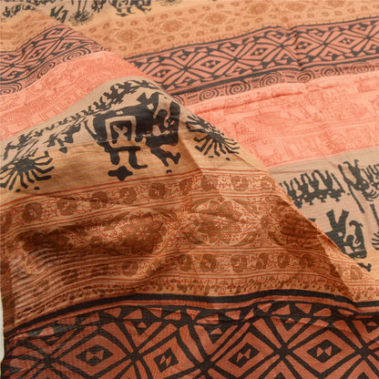 Sanskriti Vintage Multi Dupatta Long Stole Pure Cotton Hand-Block Painted Veil