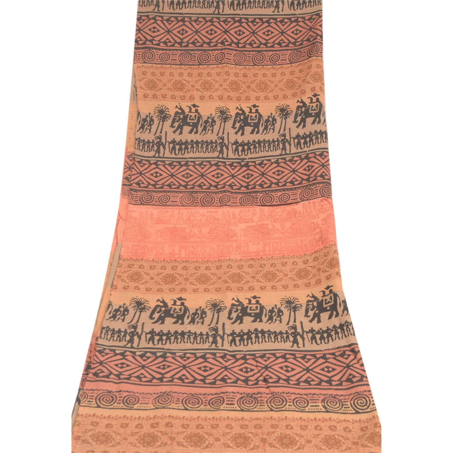 Sanskriti Vintage Multi Dupatta Long Stole Pure Cotton Hand-Block Painted Veil