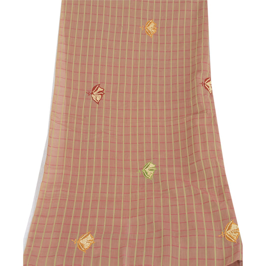 Vintage Dupatta Long Scarf Blend Cotton Brown Hijab Hand Beaded Woven Stole