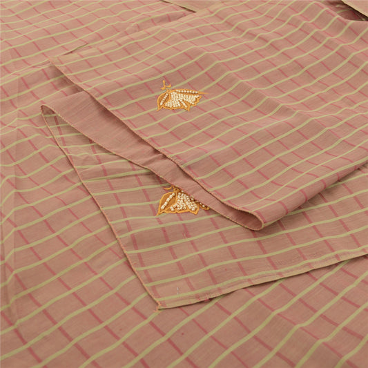 Vintage Dupatta Long Scarf Blend Cotton Brown Hijab Hand Beaded Woven Stole