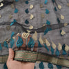 Sanskriti Vintage Black Dupatta Long Stole Net Mesh Embroidered Premium Scarves