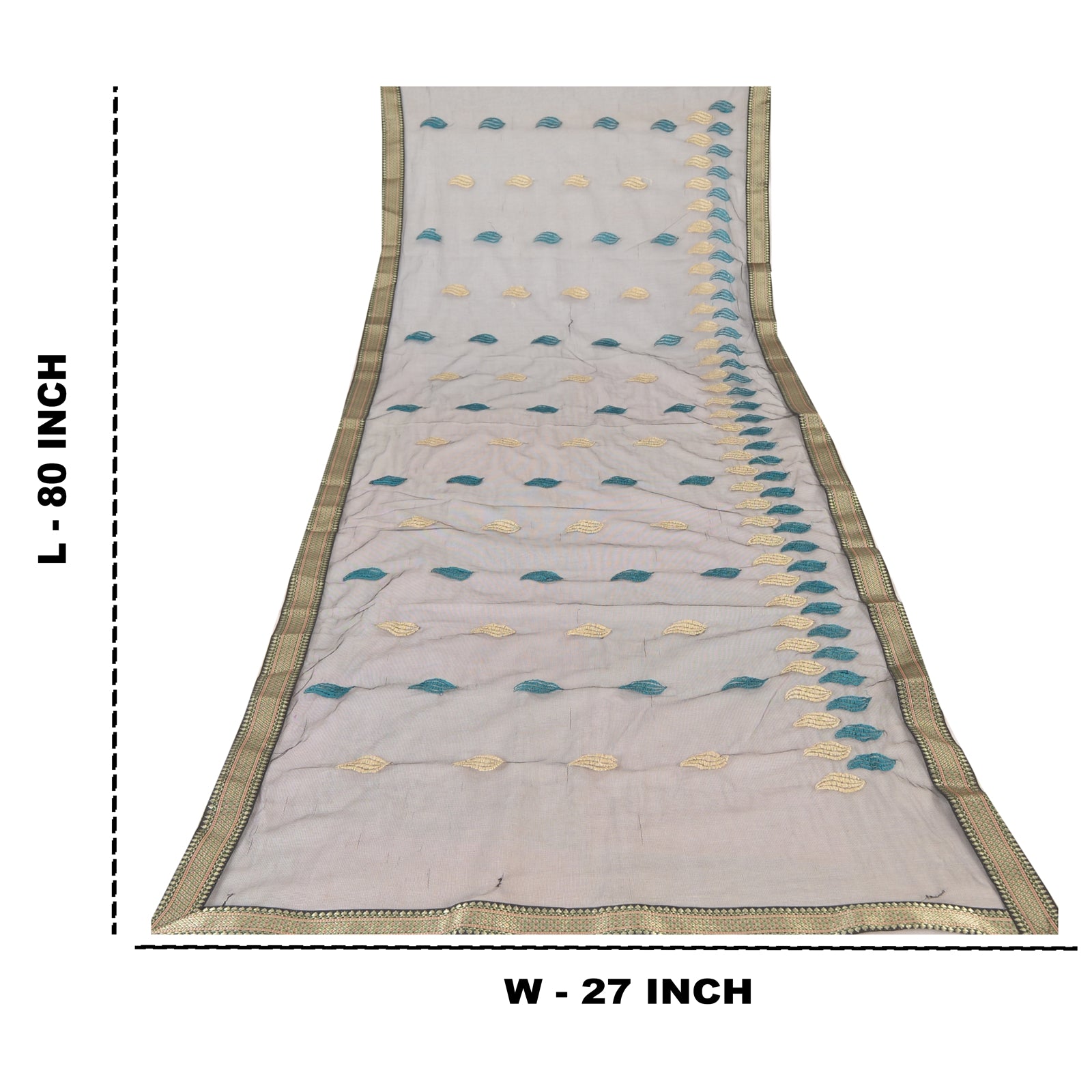 Sanskriti Vintage Black Dupatta Long Stole Net Mesh Embroidered Premium Scarves