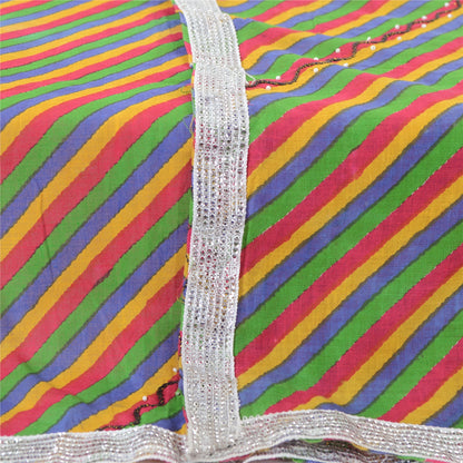Sanskriti Vintage Dupatta Long Stole Pure Cotton Hand Beaded Leheria Shawl Veil