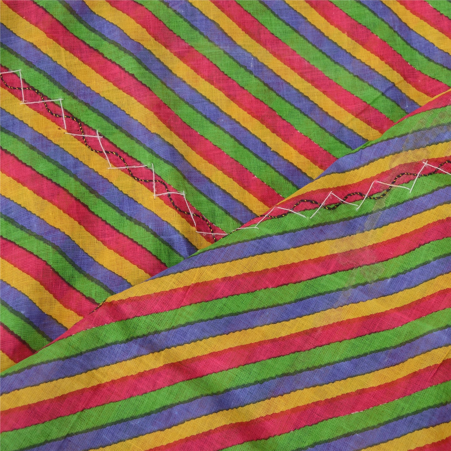 Sanskriti Vintage Dupatta Long Stole Pure Cotton Hand Beaded Leheria Shawl Veil