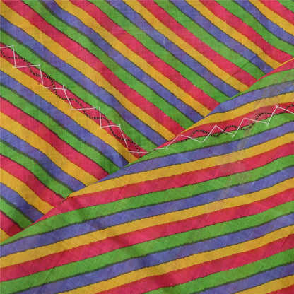 Sanskriti Vintage Dupatta Long Stole Pure Cotton Hand Beaded Leheria Shawl Veil