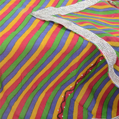 Sanskriti Vintage Dupatta Long Stole Pure Cotton Hand Beaded Leheria Shawl Veil