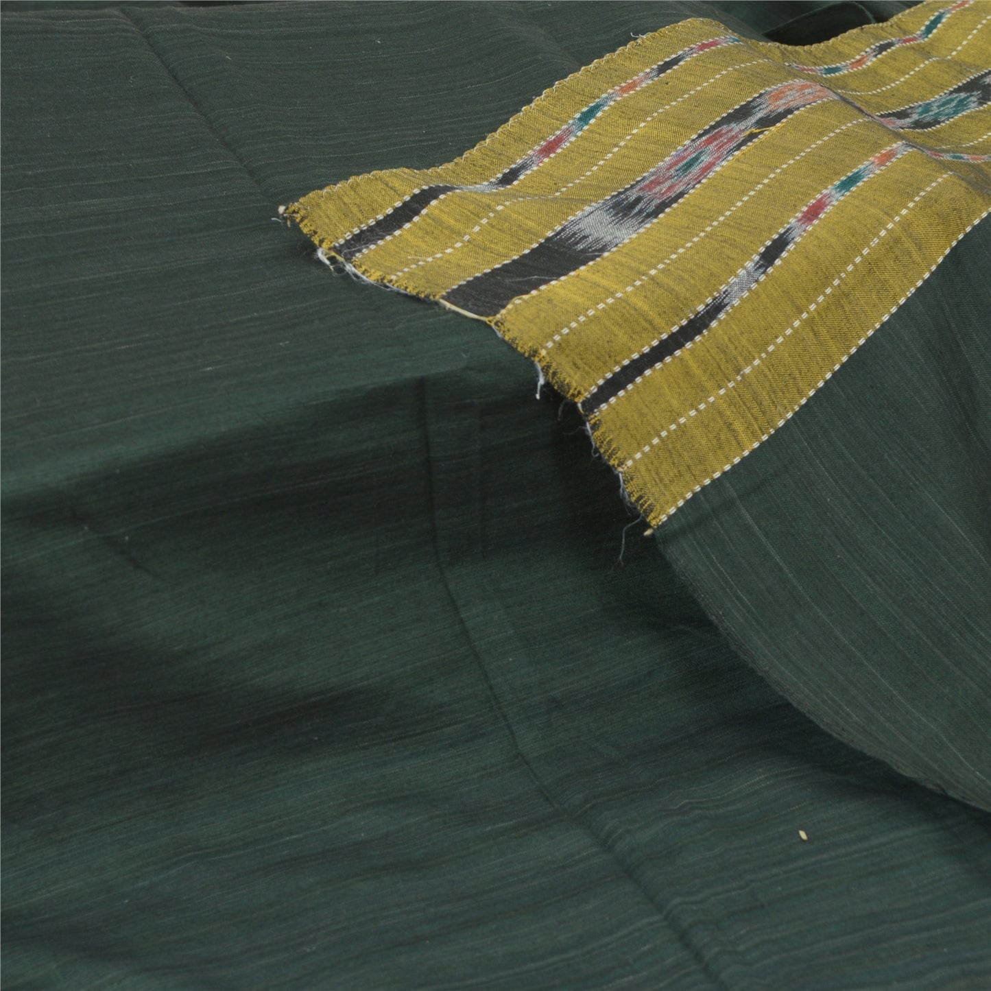 Sanskriti Vintage Dupatta Long Stole Pure Cotton Green Woven Sambalpuri Ikat