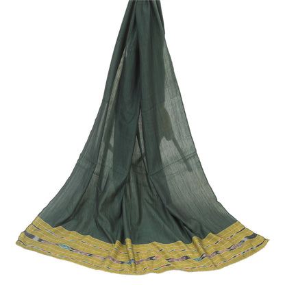 Sanskriti Vintage Dupatta Long Stole Pure Cotton Green Woven Sambalpuri Ikat